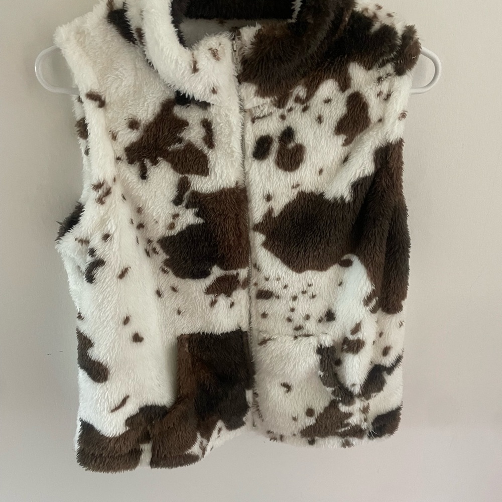 Brown and White Faux Fur Vest
